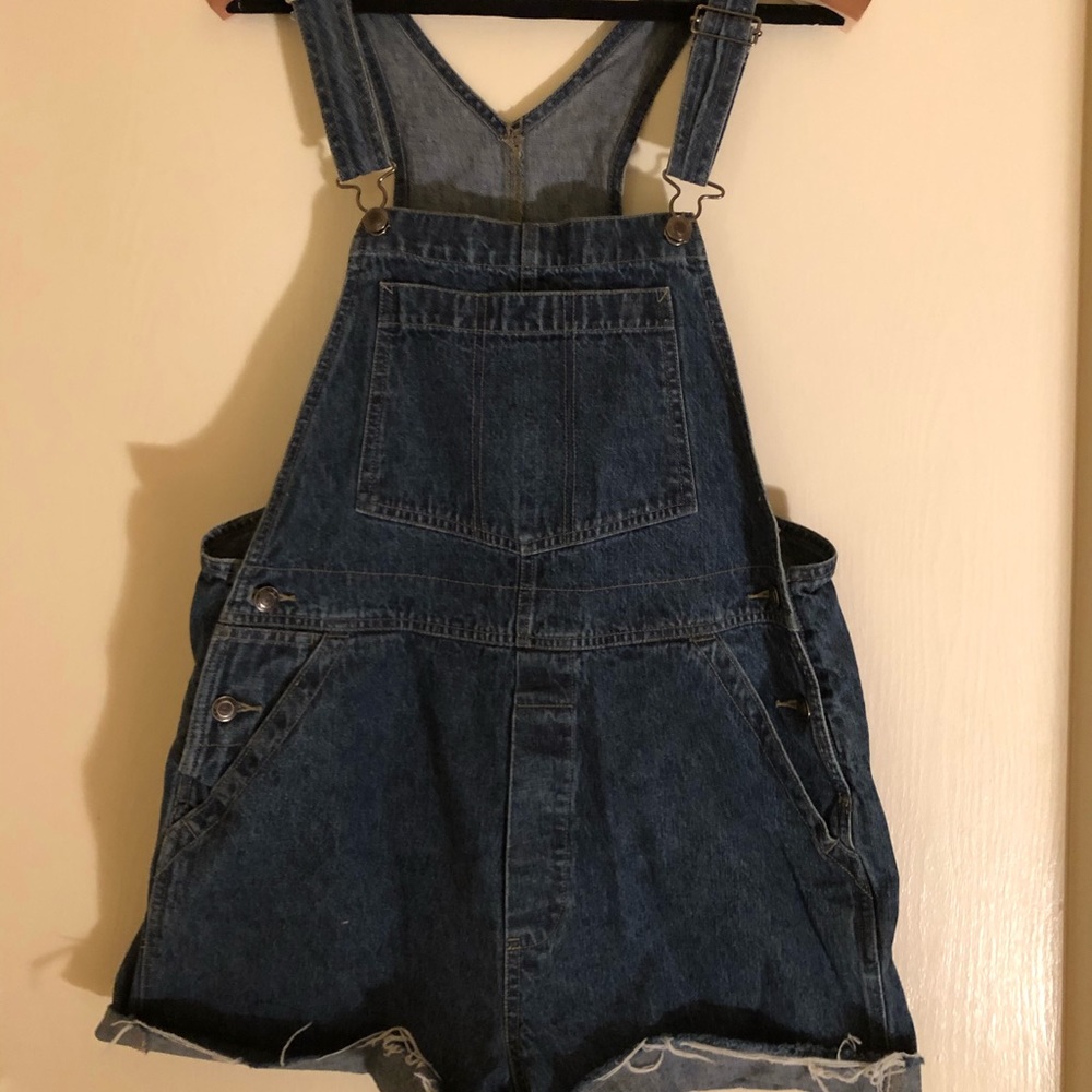 Oversized denim overalls